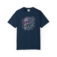 Load image into Gallery viewer, Psychedelic Skull Shirt – Colorful Iridescent Trippy Flame Skull Tee