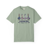 Load image into Gallery viewer, Bay green t-shirt with a graphic of four birds and text on a white background