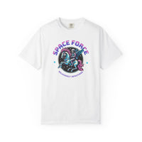Load image into Gallery viewer, White t-shirt with 'Space Force' graphic design on a white background