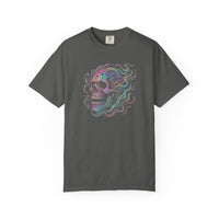 Load image into Gallery viewer, Psychedelic Skull Shirt – Colorful Iridescent Trippy Flame Skull Tee