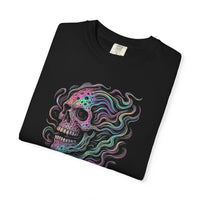Load image into Gallery viewer, Psychedelic Skull Shirt – Colorful Iridescent Trippy Flame Skull Tee