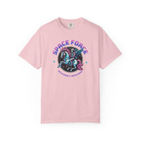 Load image into Gallery viewer, Blossom Pink t-shirt with 'Space Force' graphic design on a white background