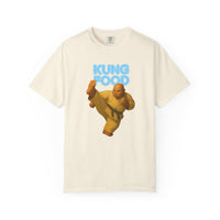 Load image into Gallery viewer, Ivory  t-shirt with a graphic of a character in a yellow outfit and 'Kung Food' text on a white background