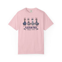 Load image into Gallery viewer, Blossom Pink t-shirt with 'Flockin Free' graphic design on a white background