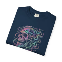 Load image into Gallery viewer, Psychedelic Skull Shirt – Colorful Iridescent Trippy Flame Skull Tee