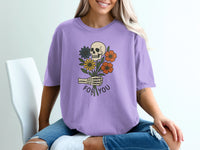 Load image into Gallery viewer, Purple Skull Floral Graphic 'For You' T-Shirt