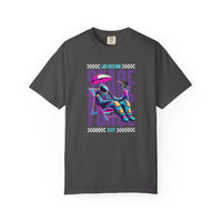 Load image into Gallery viewer, Pepper Gray t-shirt with a colorful graphic of a person in a chair and text on a white background