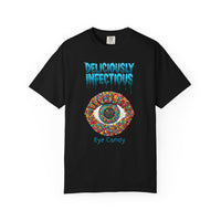 Load image into Gallery viewer, Black t-shirt with colorful design and text on a white background