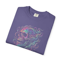 Load image into Gallery viewer, Psychedelic Skull Shirt – Colorful Iridescent Trippy Flame Skull Tee