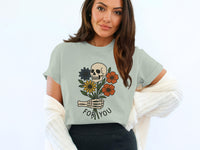 Load image into Gallery viewer, Skull with Flowers and 'For You' Design Graphic Tee