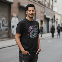 Load image into Gallery viewer, Psychedelic Skull Shirt – Colorful Iridescent Trippy Flame Skull Tee