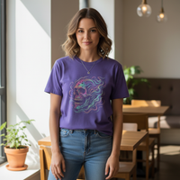 Load image into Gallery viewer, Psychedelic Skull Shirt – Colorful Iridescent Trippy Flame Skull Tee