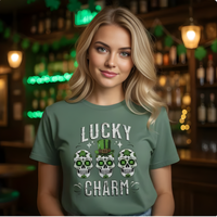 Load image into Gallery viewer, Lucky Charm T-Shirt – St. Patrick’s Day Sugar Skull Graphic Tee
