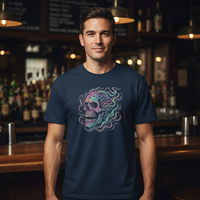 Load image into Gallery viewer, Psychedelic Skull Shirt – Colorful Iridescent Trippy Flame Skull Tee