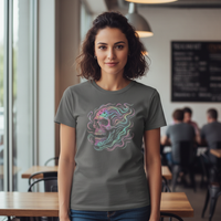 Load image into Gallery viewer, Psychedelic Skull Shirt – Colorful Iridescent Trippy Flame Skull Tee