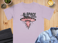 Load image into Gallery viewer, Space Cowgirl Silhouette Rocketship T-Shirt Product