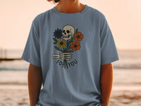 Load image into Gallery viewer, Skull and Flower Bouquet For You Graphic T-Shirt