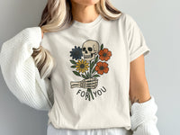 Load image into Gallery viewer, Skull Holding Flowers Graphic For You T-Shirt